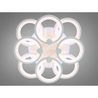 Біла люстра led кільця з дімером та LED підсвічуванням, 150W Diasha 8022/4+4WHLED3colordimmer