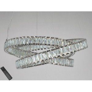 Світлодіодна люстра 92Вт хром кришталь з пультом Diasha D8875/600CH