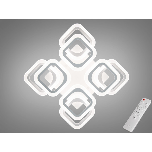 Стельова LED люстра на пульту з димером, 120W, біла Diasha HAS8060/4+4WH