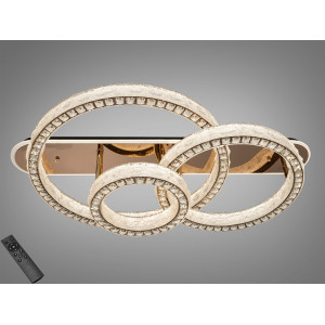 LED люстра стельова Diasha золото 200W 3 кільця з пультом Diasha 663/800+600+400GD