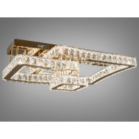 Стильна стельова кришталева лед люстра з пультом, 78 Вт, золото Diasha 7707-3A/G