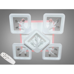 Високоефективна стельова LED люстра з пультом, підсвіткою, 90Вт, біла Diasha S8157/4+1WHLED3colordimmer