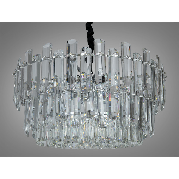 Довершена підвісна кришталева люстра в зал, 11 ламп, хром Diasha 2020/600CH Довершена підвісна кришталева люстра в зал, 11 ламп, хром Diasha 2020/600CH