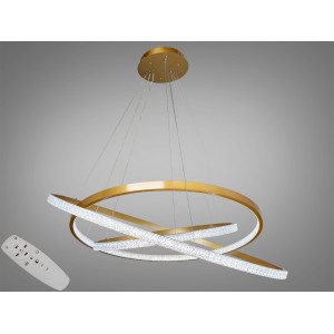 Світлодіодна люстра підвіс з пультом, димером, 165Вт, золото Diasha D2489-1000+800+600G