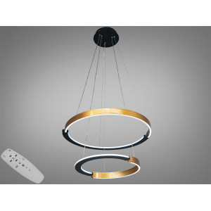 Сучасна світлодіодна підвісна люстра з пультом для зали, 70W, золото Diasha D2488-600+400G