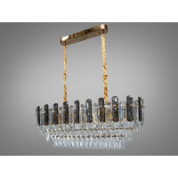 Кришталева люстра овальної форми для вітальні, зали на 8 ламп, золото Diasha 2022/800x300SGD