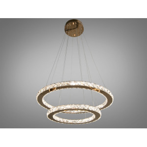 Шикарна світлодіодна люстра підвіс "Кришталеві кільця", 65Вт, золото Diasha 7206-8W/580+400G