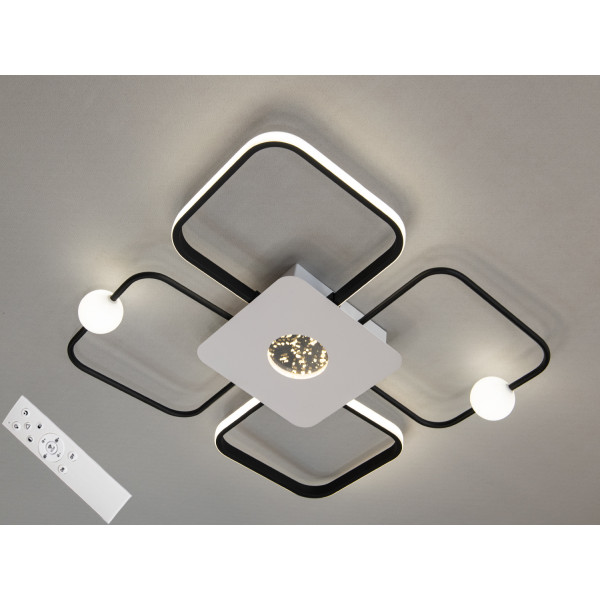 Сучасна стельова світлодіодна люстра з пультом, 55 Вт, чорний+білий Diasha MX2990-2+2BWH+BK