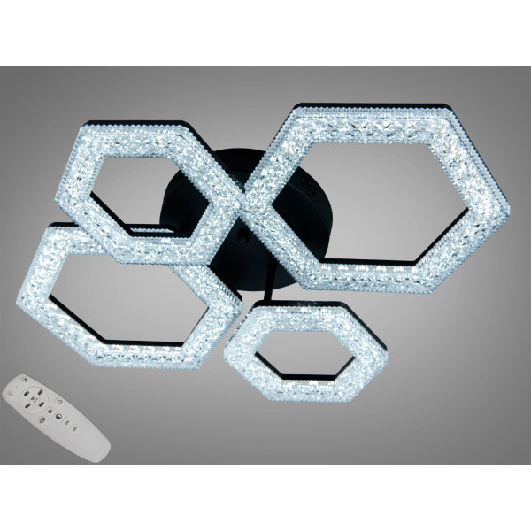 Люстра стельова LED чорна 54 Вт з пультом Diasha 6653/2+2BK