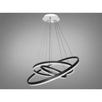 Сучасна підвісна світлодіодна люстра з пультом, 160Вт, чорні кільця Diasha D8174-800+600+400BKdimmer