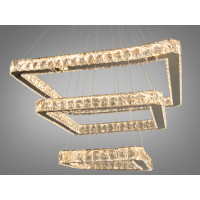 Стильна підвісна кришталева світлодіодна люстра з пультом, 110W, хром Diasha 7220-9A/650+500+340HR