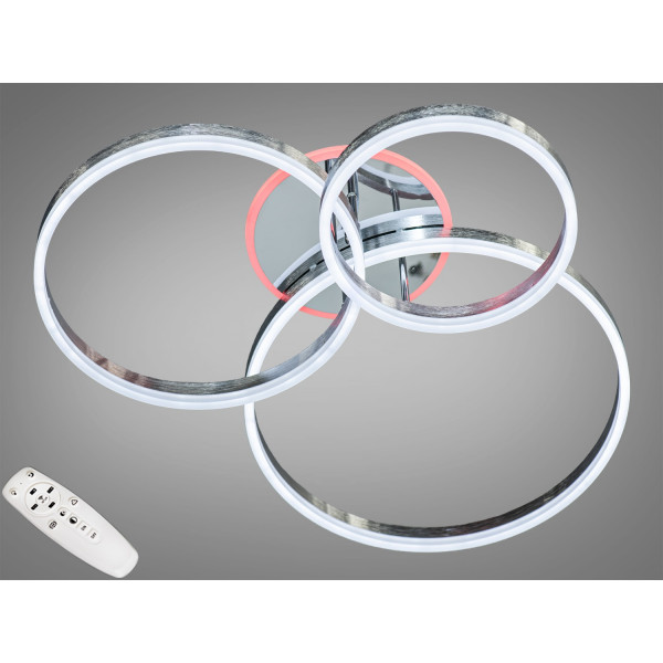 Стельова світлодіодна люстра кільцями з пультом, димером, 120 Вт, хром Diasha 8174/345NEWHRLED3colordimmer Стельова світлодіодна люстра кільцями з пультом, димером, 120 Вт, хром Diasha 8174/345NEWHRLED3colordimmer