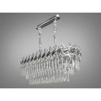 Граційна підвісна кришталева люстра овальної форми,12 ламп, хром Diasha 6309-800x300CH