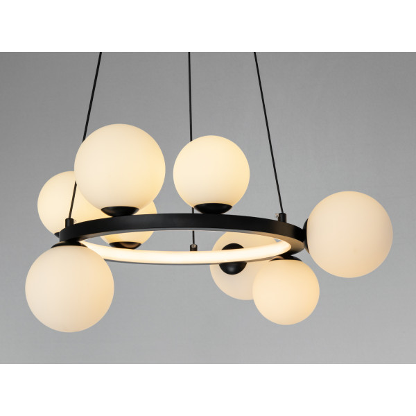 Підвісна люстра Loft кругла 8 плафонів чорний Diasha LQ7122/8BK