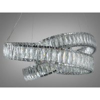 Преміальна хромована підвісна кришталева лед люстра з пультом, 80W Diasha 531/600CH