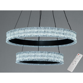 Підвісна LED люстра Diasha чорна 140W пульт кільця Diasha D8748/600+400BK