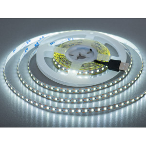 LED стрічка 5В з USB, 120 діодів на метр, 8мм, холодний Diasha P5-2835-120-CW-20-8