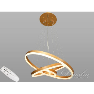 Сучасна світлодіодна підвісна люстра з пультом, димером, 90W, золото Diasha D8174-600+400+200Gdimmer