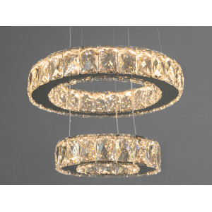 Гламурна підвісна кришталева світлодіодна люстра в спальню, 30W, хром Diasha 7206-3A/300+200HR