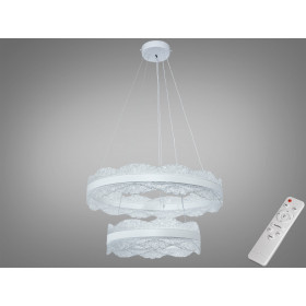 Люстра LED підвісна біла 140Вт 2 кільця пульт Diasha D8750/600+400WH