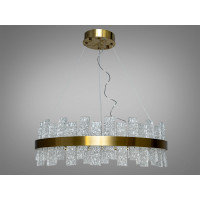 Підвісна світлодіодна кришталева люстра 828-600BR бронза 82 Вт кругла з ефектом крижаного скла Diasha 828/600BR