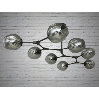 Люстра молекула в стиле лофт со стеклянным плафоном Diasha HXD8022/8BK+GR