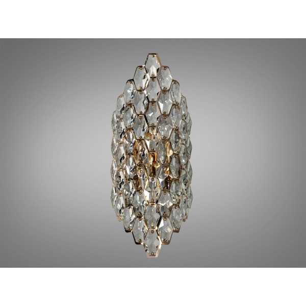 Елегантне класичне бра з кришталю під дві лампи, золото Diasha 9132-B420GD Елегантне класичне бра з кришталю під дві лампи, золото Diasha 9132-B420GD