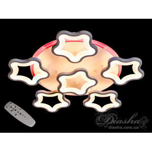 Стельова LED-люстра з диммером і кольоровою підсвіткою, 105W Diasha 1660/5+1WHLED3colordimmer