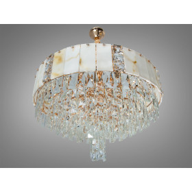 Підвісна кришталева люстра класика золото 8xE14 40 см Diasha 6627-600G