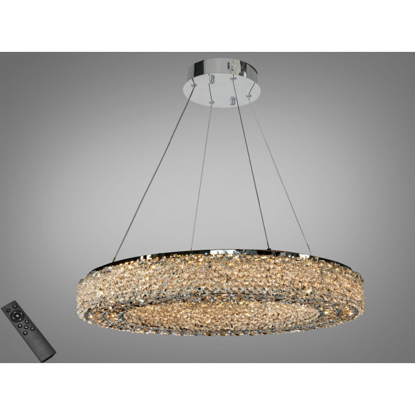 Підвісна люстра хром кришталева світлодіодна 30Вт Diasha 7932/600CH