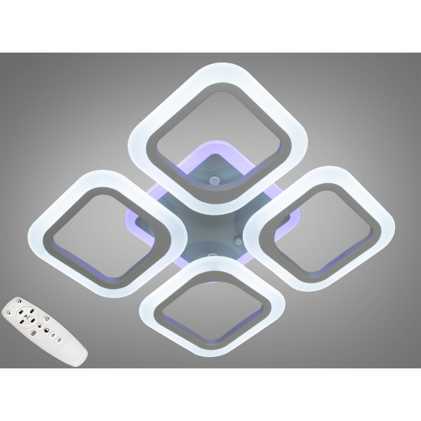 Стельова LED люстра з пультом, димером і кольоровою підсвіткою, 50W Diasha AS8060/4GRLED3colordimmer Стельова LED люстра з пультом, димером і кольоровою підсвіткою, 50W Diasha AS8060/4GRLED3colordimmer