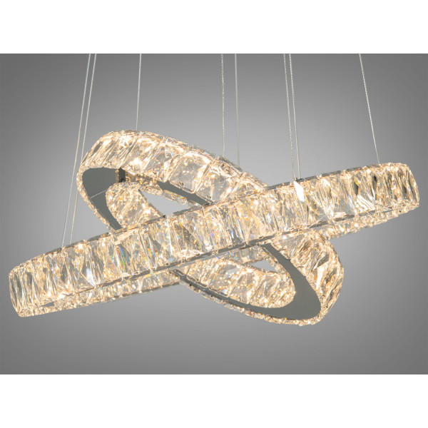 Підвісна кришталева світлодіодна люстра в спальню, 55W, хром Diasha 7206-6A/480+340HR Підвісна кришталева світлодіодна люстра в спальню, 55W, хром Diasha 7206-6A/480+340HR