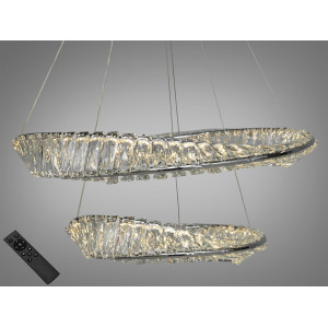 Інноваційна кришталева світлодіодна люстра на тросах, 110 Вт, хром Diasha 548/600+400CH