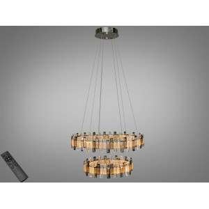 LED підвісна люстра золото 3 кільця пульт 95 Вт Diasha 7963/600+400CH