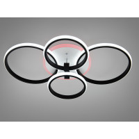 Стельова LED люстра Diasha чорна 80W 4 кільця Diasha 2526/4BKLED3colordimmer