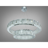 Підвісна кришталева LED люстра хром 135Вт пульт 23м2 Diasha 585/800+500HR