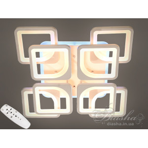 Люстры потолочные светодиодные квадратные Diasha HS8060/4+4WH LED 3color dimmer 