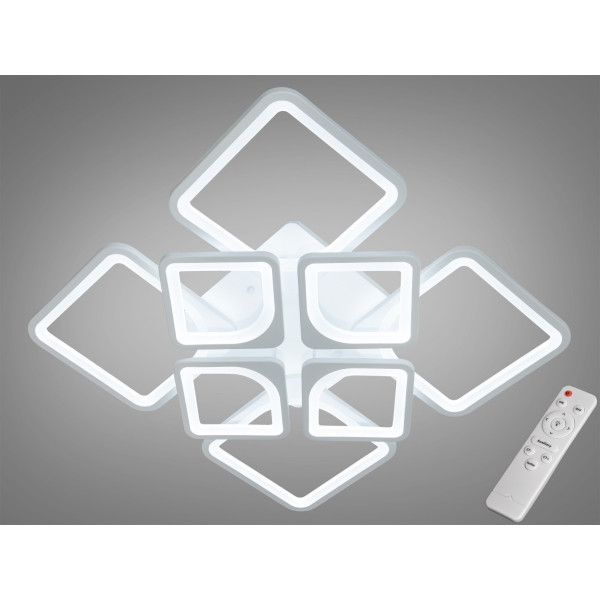 Сучасна світлодіодна люстра з ІЧ пультом, димером, 135W, біла Diasha H8060/4+4WH