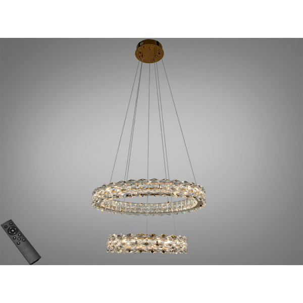 Кришталева світлодіодна люстра-підвіс, 70W Diasha 7895/600+400S-gold