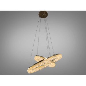 Підвісна люстра LED три кільця золото 125 Вт Diasha 1712/500+300G