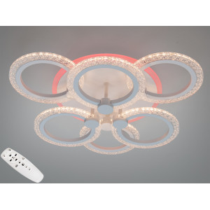 Люстра стельова LED Diasha біла 6 кілець 74W димер Diasha A8180/3+3WHLED3colordimmer