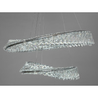 Інноваційна кришталева світлодіодна люстра на тросах, 110 Вт, хром Diasha 548/600+400CH