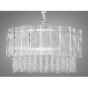 Неповторна підвісна люстра зі скляними елементами, 11 ламп, хром Diasha 328-550CH