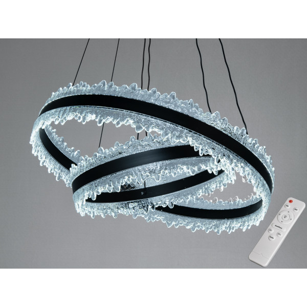 Люстра LED підвісна чорна 140Вт пульт до 25м² Diasha D8751-600+400BK