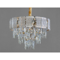 Заворожуюча срібна кришталева люстра підвіс, 5 ламп Diasha 327-400GD