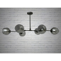 Люстра молекула в стиле лофт со стеклянным плафоном Diasha HXD8022/6BK+GR