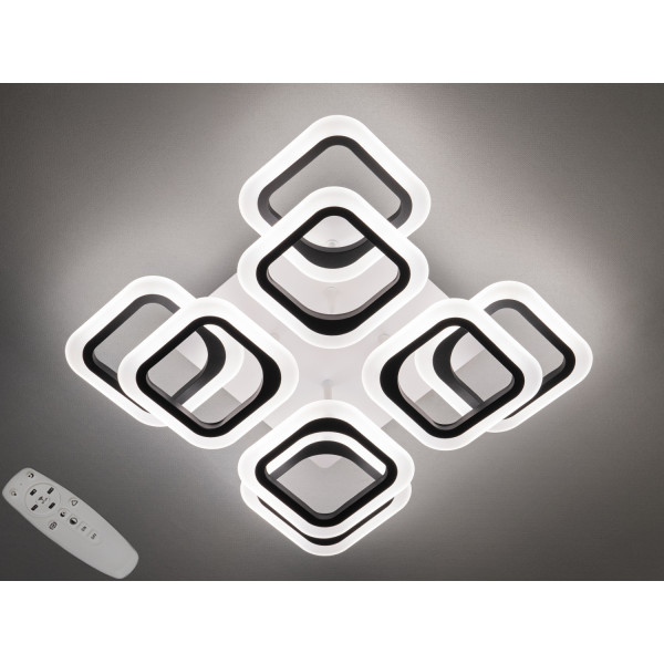 Сучасна стельова світлодіодна люстра з пультом, диммером, 120W Diasha HAS8060/4+4BK