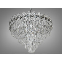 Шикарна підвісна кришталева люстра на кухню, 14 ламп, хром Diasha 6309-600CH