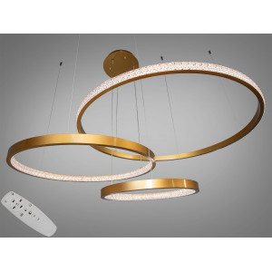 Світлодіодна підвісна люстра з пультом, димером, 125Вт, золото Diasha D2490-800+600+400G