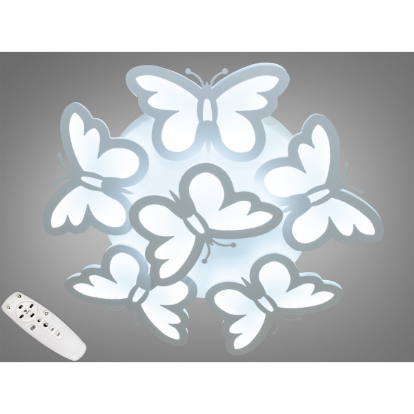 Унікальна стельова світлодіодна люстра метелики з пультом, 95W, біла Diasha 8067/5+1WH